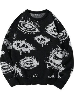 Men's Goth Grunge Sweater - Y2K Fall Fashion, Halloween Punk Knit Top